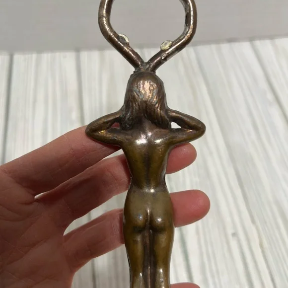 Brass Lady Bottle Opener Women Figure Club Table Decor - Picture 5 of 5